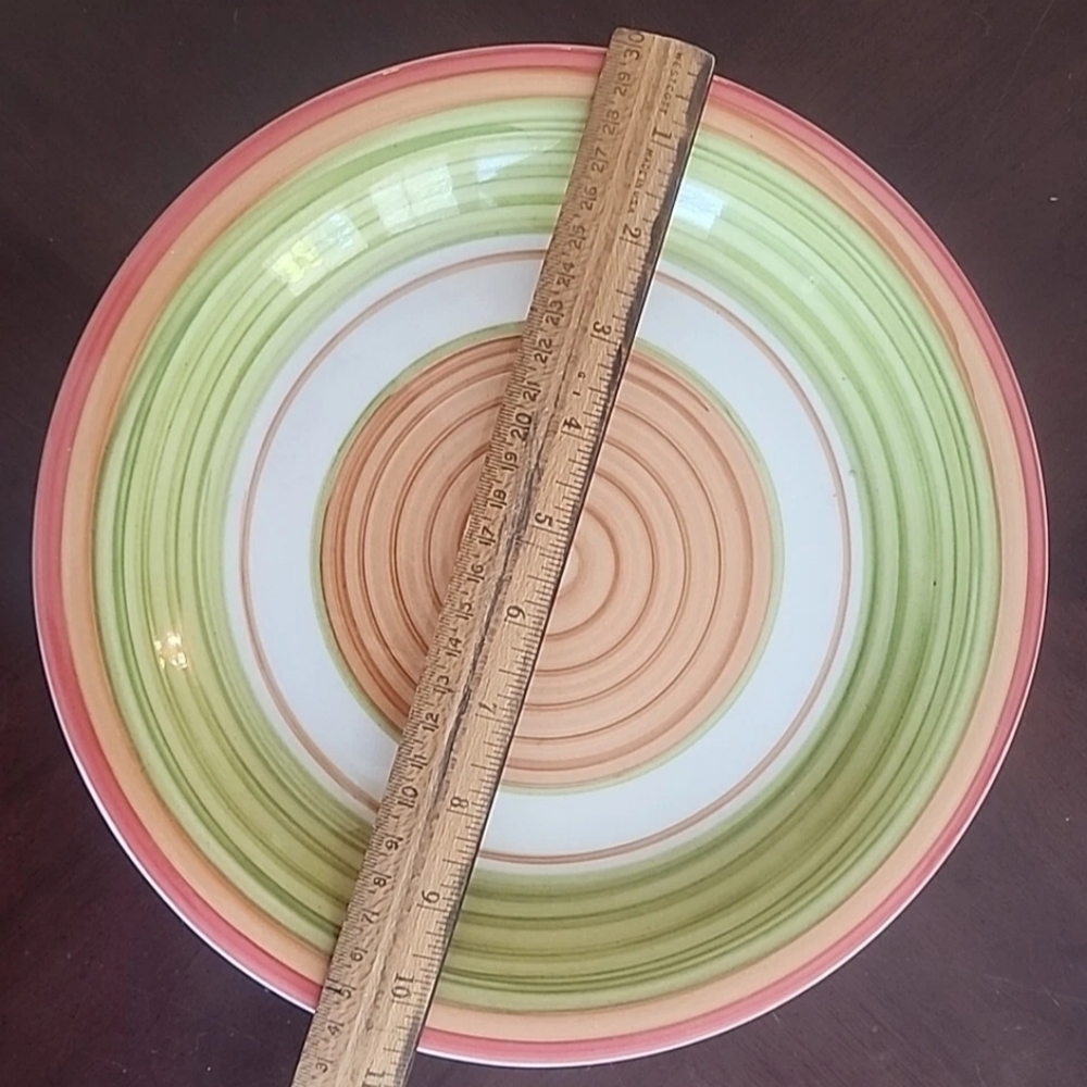 Pier 1 Valencia Green Orange Concentric Swirl Dinner Plate - Picture 4 of 4